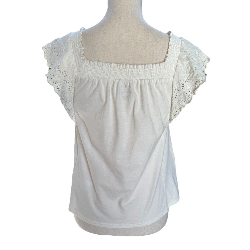 NWT Polo Ralph Lauren Girls Ruffled Top Sea Harbor White, M (8-10).